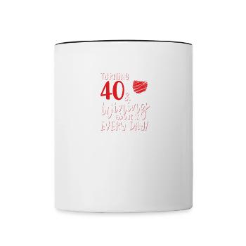 40 years old & benefit every day - Contrasting Mug - white/black - Front