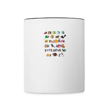 Alphabet animals school enrollment teacher - Contrasting Mug - white/black - Front