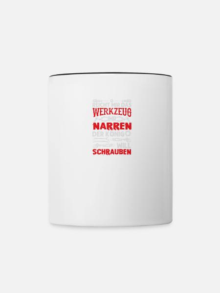 Reicht mir das Werkzeug Der König will Schrauben - Tasse zweifarbig - Weiß/Schwarz