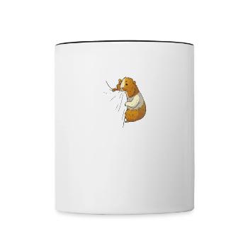Mignonne cochon de Guinée affamé propriétaire de l'animal - Mug contrasté - blanc/noir - Devant