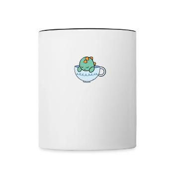 Tea Rex tea tea drinker - Contrasting Mug - white/black - Front