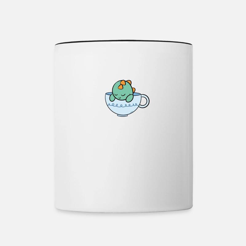 Tea Rex tea tea drinker - Contrasting Mug - white/black