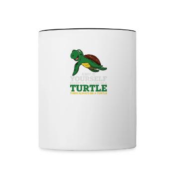 Lustige Schildkröte ist immer Sie selbst Kindergeschenk - Tasse zweifarbig - Weiß/Schwarz - Vorne