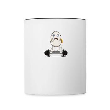Oeuf de musculation drôle oeuf oeufcident sport - Mug contrasté - blanc/noir - Devant