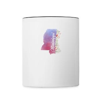 Map of Mississippi With Flowers - Contrasting Mug - white/black - Front