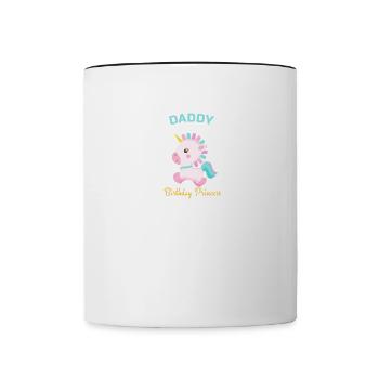 Daddy of Birthday Princess Gift Bday Party Unicorn - Contrasting Mug - white/black - Front
