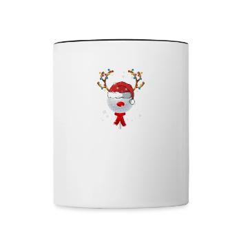 Balle de golf de Noël - Mug contrasté - blanc/noir - Devant