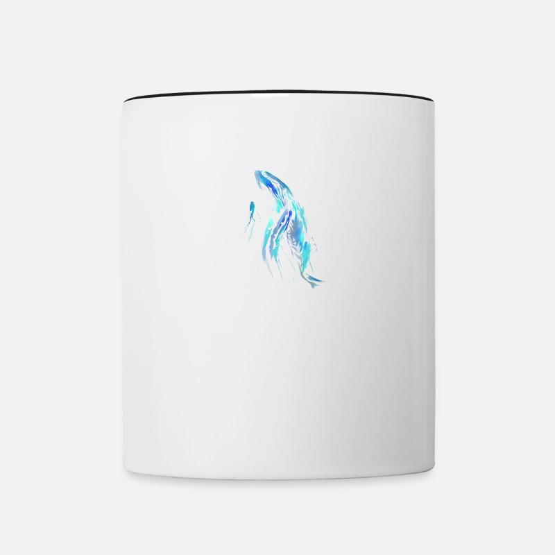 Plongeur, baleine bosse, plongée, baleine, plongée sous-marine - Mug contrasté - blanc/noir