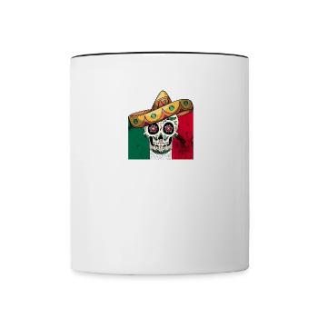Mexikanischer Schädel - Tasse zweifarbig - Weiß/Schwarz - Vorne