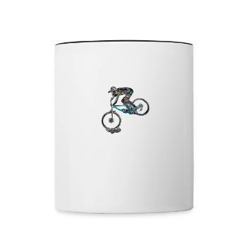 Mountainbike MTB bergab - Tasse zweifarbig - Weiß/Schwarz - Vorne