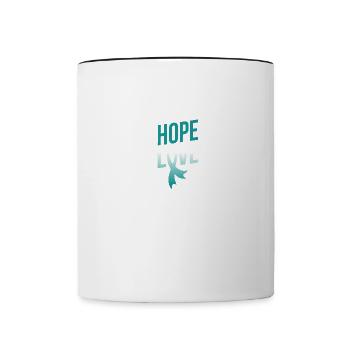 Faith Hope Love | Gebärmutterhalskrebs-Bewusstsein - Tasse zweifarbig - Weiß/Schwarz - Vorne