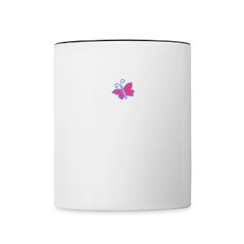 Les papillons sont ma famille - Mug contrasté - blanc/noir - Devant