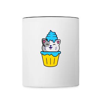UKRAINE slava ukraini ukrainian front cat - Contrasting Mug - white/black - Front
