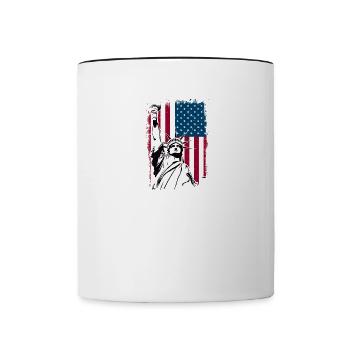 Statue de la Liberté Amérique - Mug contrasté - blanc/noir - Devant