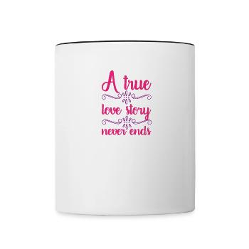 Une vraie histoire d'amour .... Cadeau de Saint Valentin - Mug contrasté - blanc/noir - Devant
