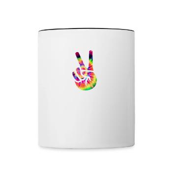 Friedenszeichen Hand - Tasse zweifarbig - Weiß/Schwarz - Vorne