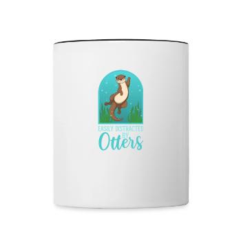 Abgelenkt von Otters ironischem Sprichwort: - Tasse zweifarbig - Weiß/Schwarz - Vorne