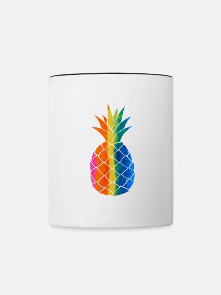 Happy Ananas - Tasse zweifarbig - Weiß/Schwarz