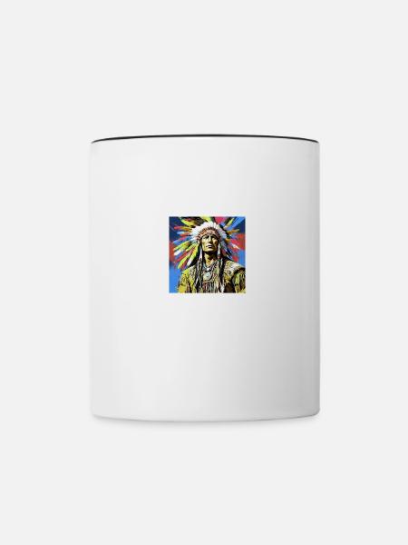 winnetou,indianer,illustration,graffiti,bunt - Tasse zweifarbig - Weiß/Schwarz