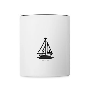 Minimalist Sailboat Line Art - black - Contrasting Mug - white/black - Front