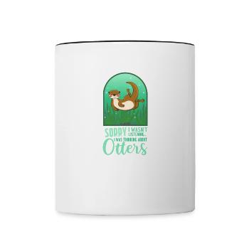 Je pense à la faune marine mignonne de la loutre - Mug contrasté - blanc/noir - Devant