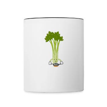 Celery Chef Cooking Cute Celery Vegetables - Contrasting Mug - white/black - Front