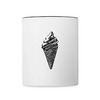 Cool soft ice cream in waffle - Contrasting Mug - white/black - Front