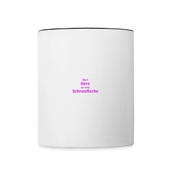 Herz Schneeflocke Winter Romantisch - Tasse zweifarbig - Weiß/Schwarz - Vorne