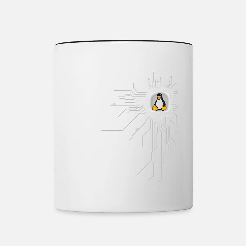 board Penguin Core Heart Computer pc Nerd program - Contrasting Mug - white/black