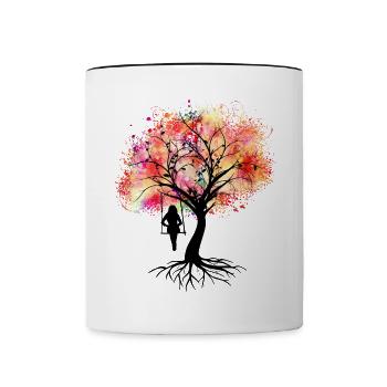 Colorful tree - Contrasting Mug - white/black - Front
