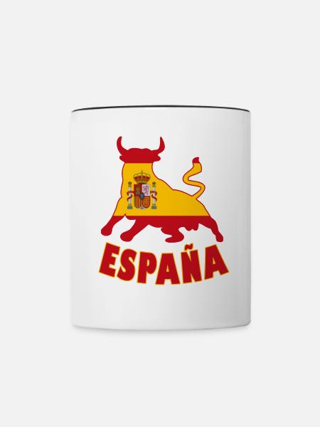 Spanien / Espana Stier Flagge Geschenk - Tasse zweifarbig - Weiß/Schwarz