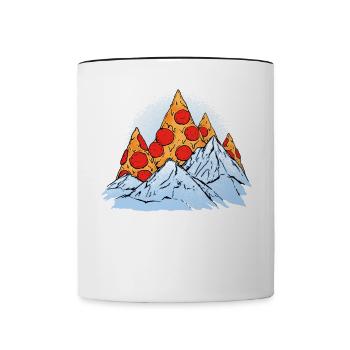 Cadeau de montagne Pizza - Mug contrasté - blanc/noir - Devant
