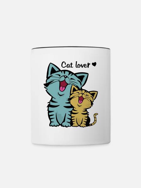 Katzenliebhaber - Tasse zweifarbig - Weiß/Schwarz