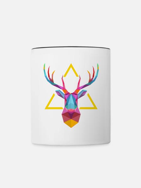 Hirschgeweih - Tasse zweifarbig - Weiß/Schwarz