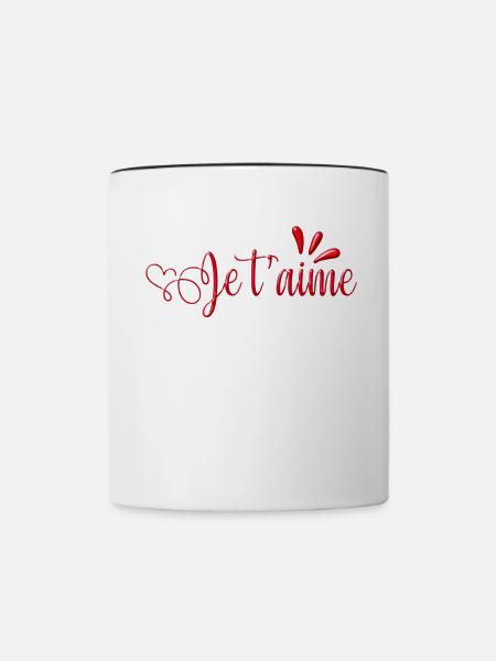 Je Taime - Tasse zweifarbig - Weiß/Schwarz