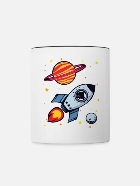 Raketenschiff - Tasse zweifarbig - Weiß/Schwarz