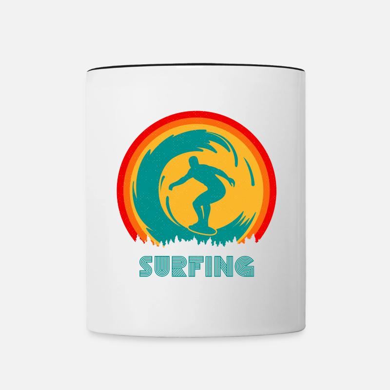 Surf surf sur surf retro 60 - Mug contrasté - blanc/noir