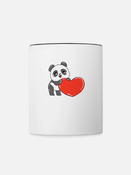 Panda Herz - Tasse zweifarbig - Weiß/Schwarz