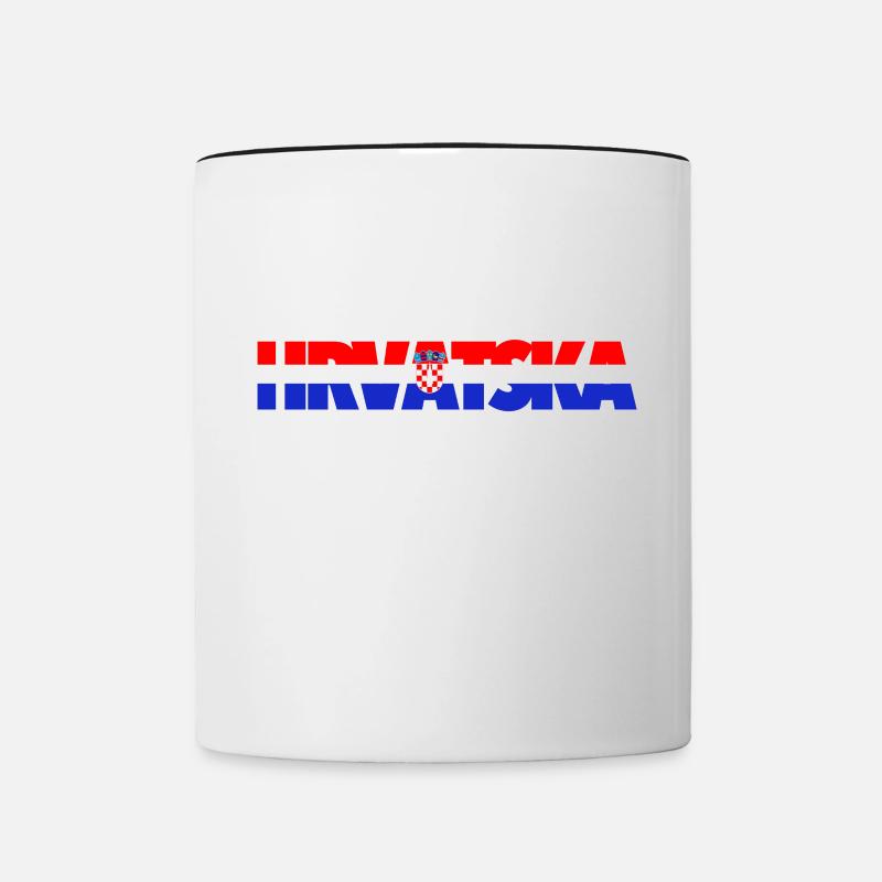 Texte du drapeau de Hrvatska avec armoiries - Mug contrasté - blanc/noir