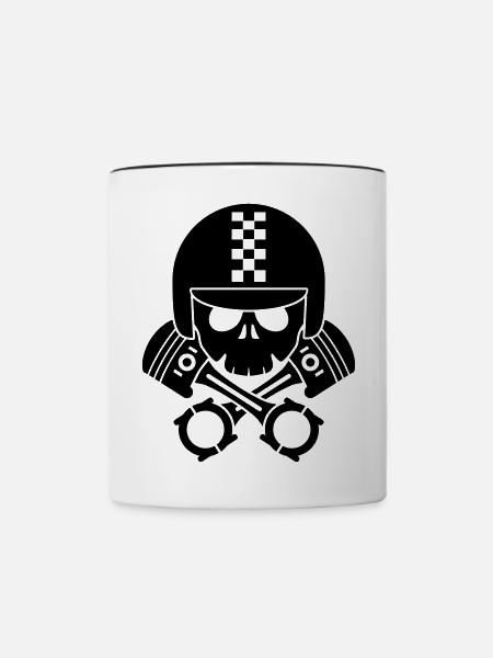 schädel helm kolben - Tasse zweifarbig - Weiß/Schwarz