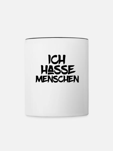 Ich hasse Menschen - Tasse zweifarbig - Weiß/Schwarz