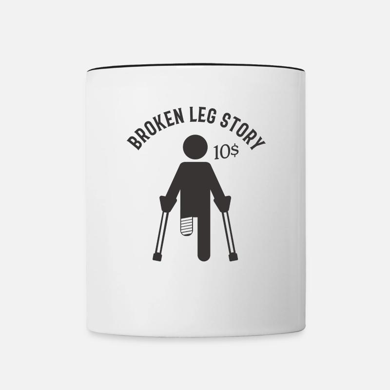 Cadeau d'encouragement de la jambe cassée drôle - Mug contrasté - blanc/noir