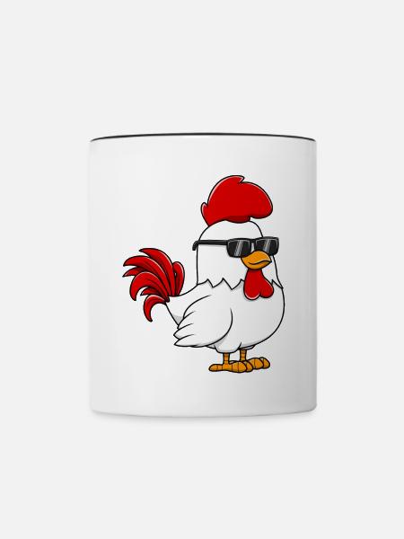 Hahn Huhn - Tasse zweifarbig - Weiß/Schwarz