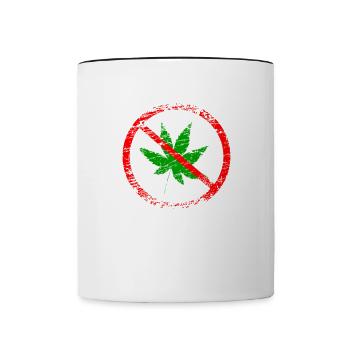 Anti Drogen - gegen Rauschgift Marihuana Cannabis - Tasse zweifarbig - Weiß/Schwarz - Vorne