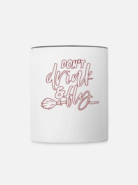Halloween Hexenbesen - Tasse zweifarbig - Weiß/Schwarz