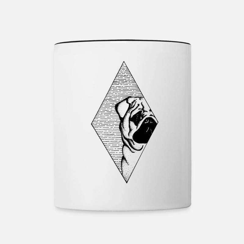 Mops - Tasse zweifarbig - Weiß/Schwarz