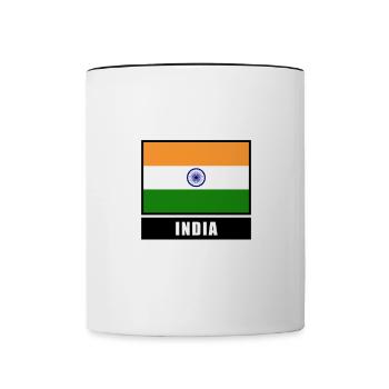 Inde Drapeau indien drapeau - Mug contrasté - blanc/noir - Devant