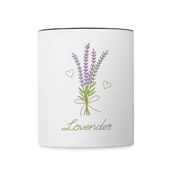 Liebe und Lavendel – Lovender - Tasse zweifarbig - Weiß/Schwarz - Vorne