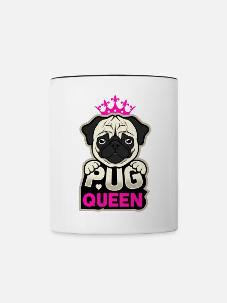 Mops Pug Queen - Tasse zweifarbig - Weiß/Schwarz