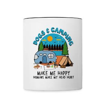 Dogs And Camping Make Me Happy Humans Make My Head - Contrasting Mug - white/black - Front